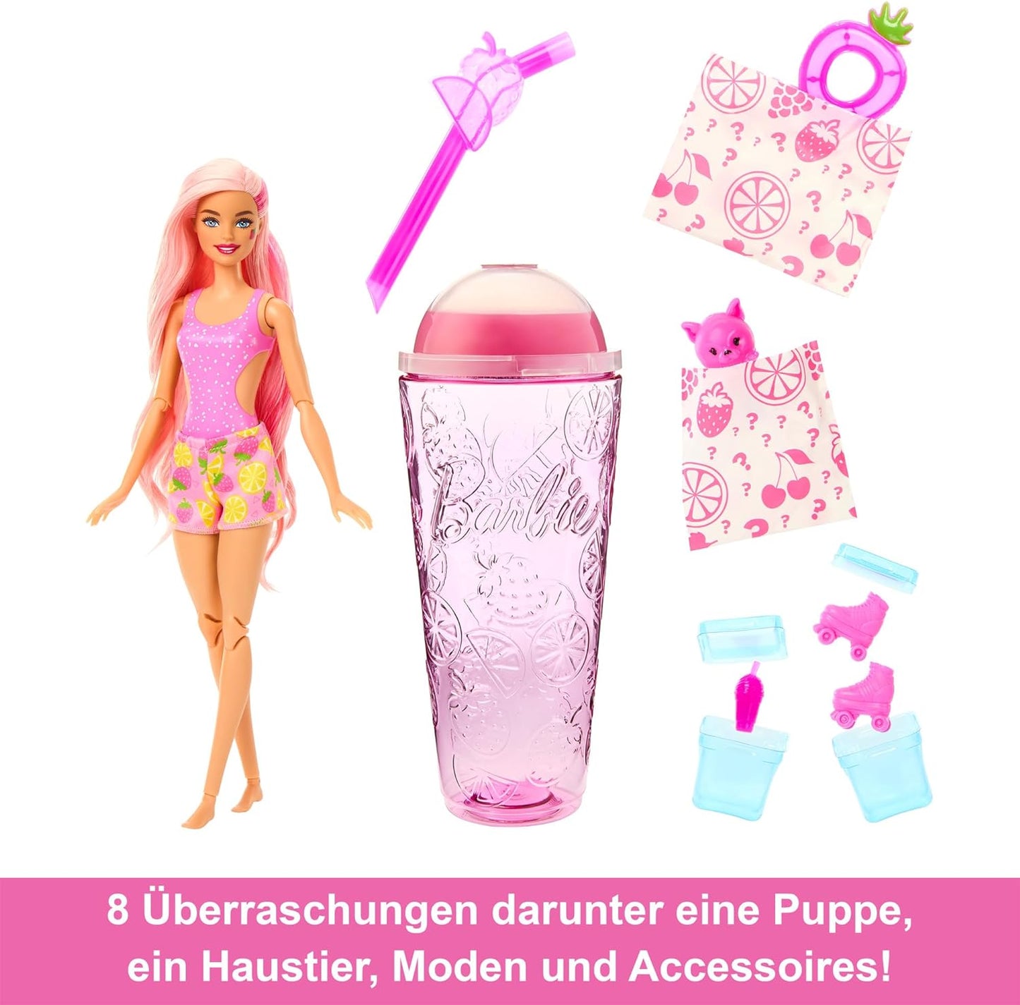 Barbie Pop Reveal Muñeca Serie de Frutas Limonada de Fresa