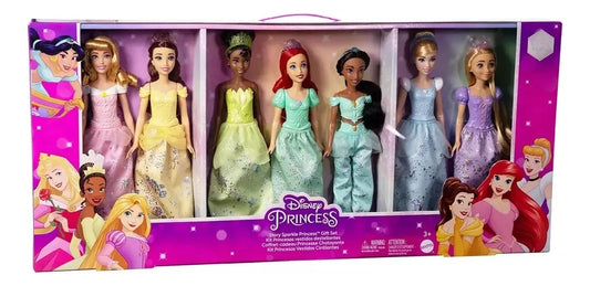 Set 7 Disney Princess Dolls Mattel Dresses Collection